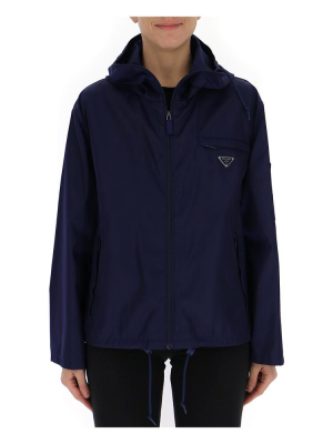 Prada Logo Plaque Hooded Jacket