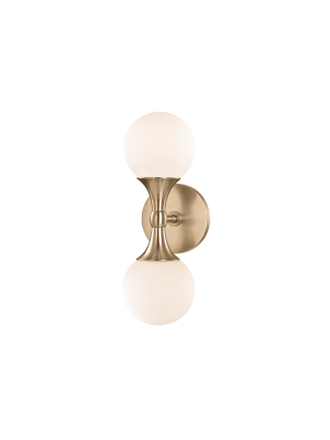 Astoria 2 Light Wall Sconce Aged Brass