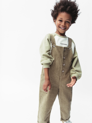 Waffle Weave Corduroy Overalls