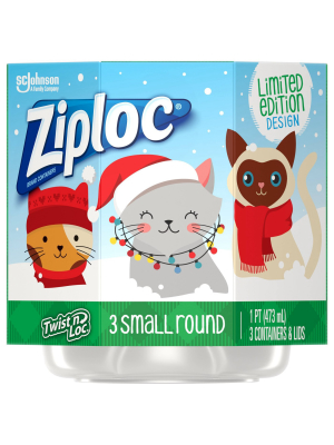 Ziploc Holiday Container Twist 'n Loc - Red - 16oz/3ct