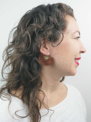 Point B Fringe Earrings, Silver + Marigold