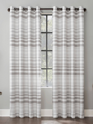 Delta Tonal Stripe Cotton Semi-sheer Grommet Curtain Panel - Scott Living