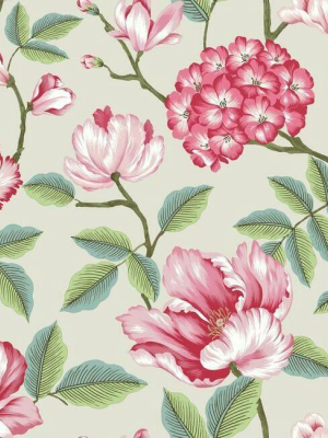 Morning Garden Wallpaper In Beige From The Grandmillennial Collection By York Wallcoverings