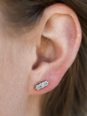 Silver Druzy Bar Stud - 18k Gold Plated