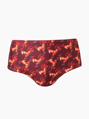 Angeles Mid Rise Moderate Bikini Bottom - Red Gallo Print