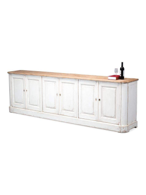 Antique White Wash Sideboard  6 Door