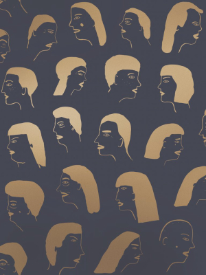 Women Wallpaper In Gold And Charcoal By Juju