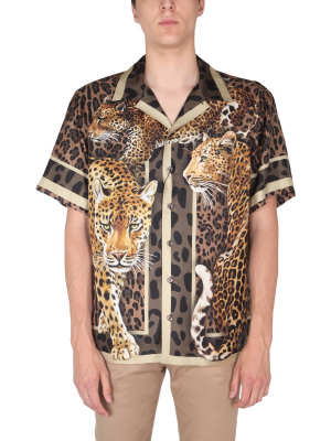 Dolce & Gabbana Leopard Print Short-sleeved Hawaiian Shirt