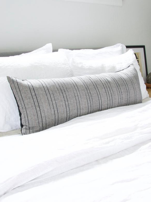 Black, Pink & Grey Striped Extra Long Lumbar Pillow - 14x36