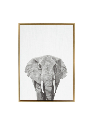 33"x23" Sylvie Elephant Animal Print And Portrait By Simon Te Tai Framed Wall Canvas Kate & Laurel