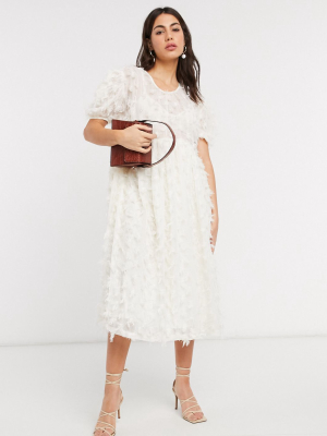 Sister Jane Oversized Midi Smock Dress With Full Skirt In Texture