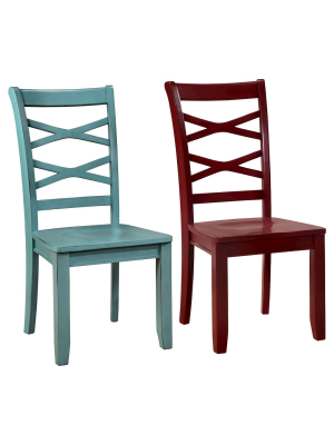 Set Of 2 Emery Transitional Cross Back Side Dining Chairs - Iohomes