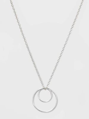 Sterling Silver Double Circle Necklace - Silver