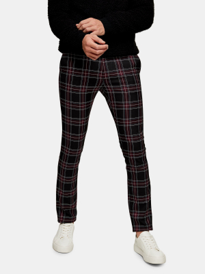 Red Tartan Super Skinny Pants