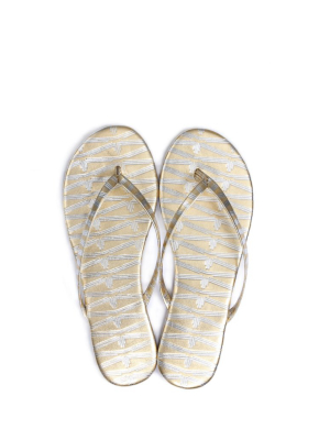 Metallic Monogram Flip Flops