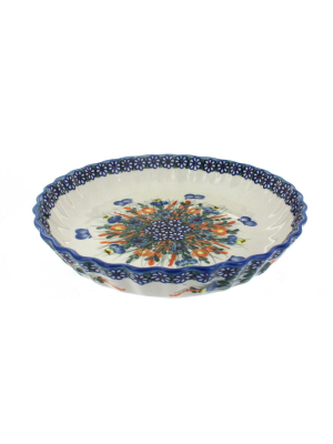 Blue Rose Polish Pottery Spring Butterfly Pie Plate