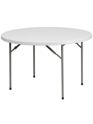 Flash Furniture 4-foot Round Granite White Plastic Folding Table