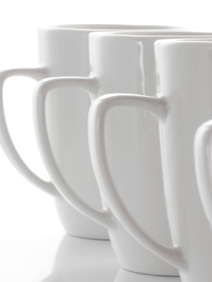 12oz 12pc Porcelain Riley Mug Set White - Elama