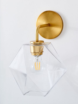 Sculptural Glass Faceted Sconce - Clear