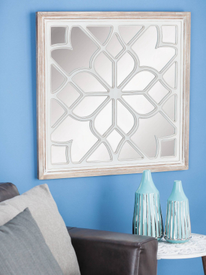 30" X 30" Modern Wooden Lattice Mirrored Decor - Olivia & May