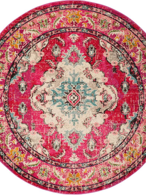 Monaco Pink/multi Round Rug