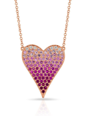 14kt Rose Gold Diamond Ombre Heart Necklace