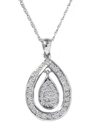 Pompeii3 White Gold 1/3ct Fancy Diamond Dangle Pendant Necklace