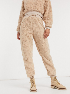 Miss Selfridge Teddy Sweatpants Co-ord In Camel