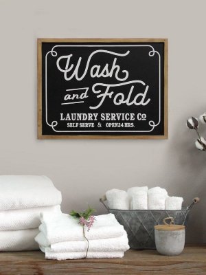 24" X 20" Wash And Fold Laundry Sign Wall Decorblack/white - Stratton Home Décor