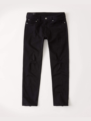 No-fade Ripped Skinny Taper Jeans