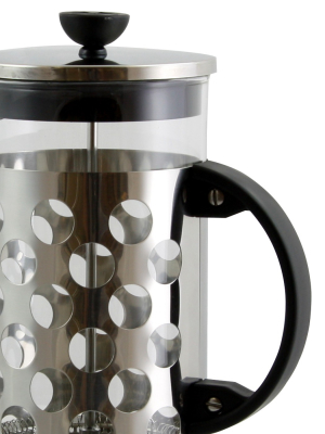 Mr. Coffee Polka Dot Brew 32 Oz Silver Glass Coffee Press With Scoop