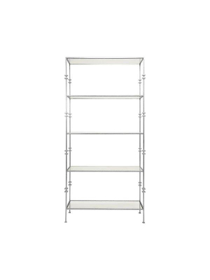 Stewart Tall Etagere W/ Square Iron Rings In Silver Leaf