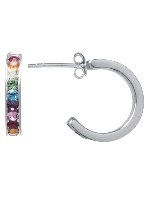 Sterling Silver Crystal Hoop Earring