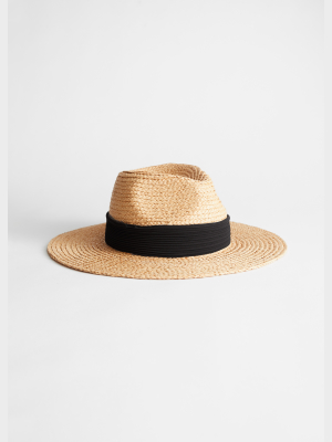 Ribbon Brim Woven Straw Hat