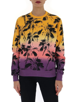 Sain Laurent Dip Dye Palm Printed Sweatshirt