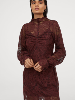 Lace Stand-up Collar Dress