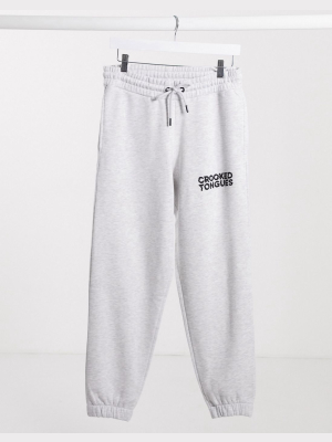 Crooked Tongues Sweatpants With Logo In Gray Marl