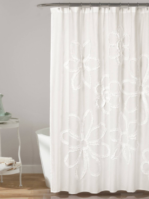 Single Ruffle Flower Shower Curtain - Lush Décor
