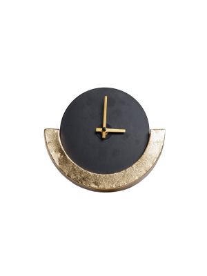 Black And Gold Metal Half Moon Battery Operated Table Clock - Foreside Home & Garden