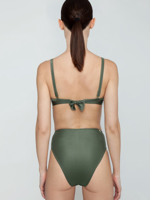 Brazilian High Waist Bikini Bottom - Olive Green