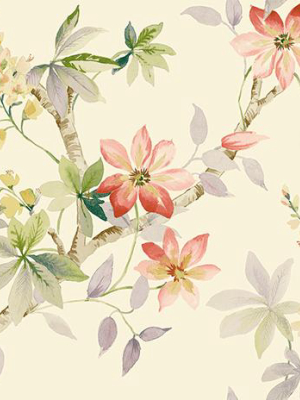 Jasper Floral Wallpaper In Off-white And Greens By Carl Robinson For Seabrook Wallcoverings