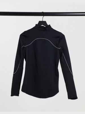 Under Armour Rush Jacquard Mock Neck Top In Black