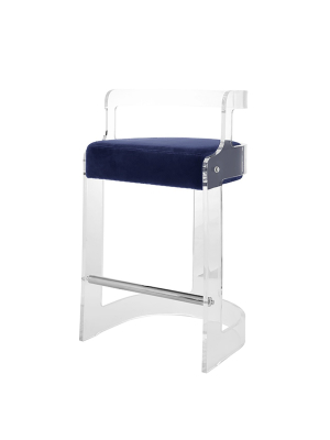 Malone Counter Stool Navy Velvet