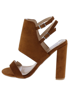 Cassandra Camel Front Panel Open Toe Double Slingback Heel