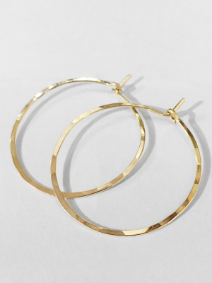 Thin Hoop Earrings In Solid 14k Gold