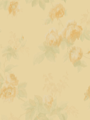 Degas Flowers Wallpaper In Gold And Green From The Watercolor Florals Collection By Mayflower Wallpaper