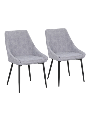 Set Of 2 Diana Contemporary Dining Chairs Metal And Corduroy - Lumisource