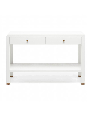 Jarin Console Designer White Faux Belgian Linen