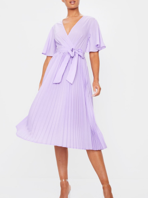 Lilac Pleated Midi Dress