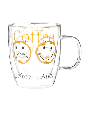 Cypress Home Before & After Coffee Glass Coffee Cup, 12 Ounces